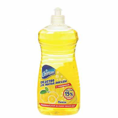 Средство для мытья посуды 575 мл, CHIRTON (Чиртон) с глицерином, "Лимон", пуш-пул, YGIR-052 (арт. 604015)
