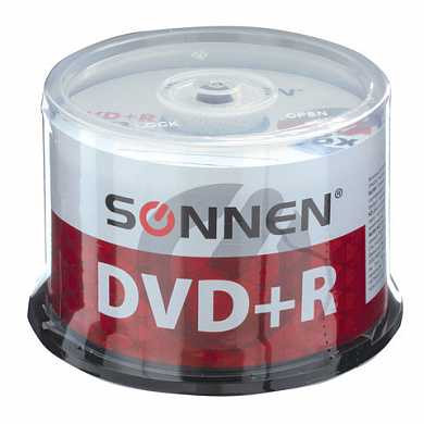 Диски DVD+R (плюс) SONNEN, 4,7 Gb, 16x, Cake Box, 50 шт., 512577 (арт. 512577)