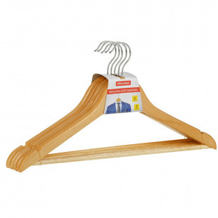 Вешалки для одежды OfficeClean, деревянные, 5 шт в уп., цвет натуральный