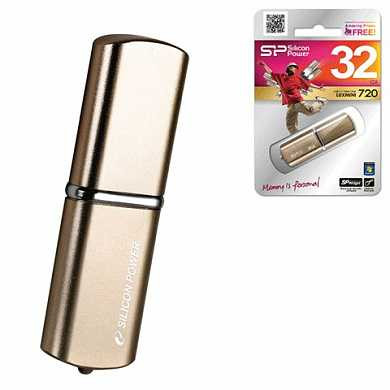 Флэш-диск 32 GB, SILICON POWER Luxmini 720, USB 2.0, металлический корпус, бронзовый, SP32GBUF2720V1Z (арт. 511397)