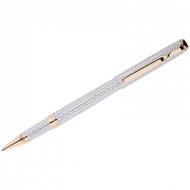 Ручка-роллер Delucci "Celeste", синяя, 0,6мм, цвет корпуса - серебро/золото, поворот., подар.уп. (арт. CPs_61913)