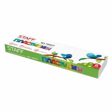 Пластилин классический STAFF, 6 цветов, 60 г, картонная упаковка, 103677 (арт. 103677)