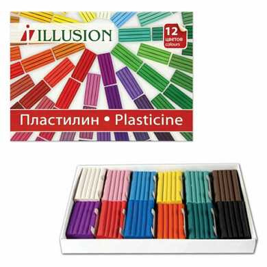 Пластилин классический ГАММА "Illusion", 12 цветов, 168 г, картонная упаковка, 280003 (арт. 103612)