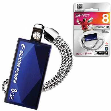 Флэш-диск 8 GB SILICON POWER Touch 810 USB 2.0, синий, SP008GBUF2810V1 (арт. 510642)