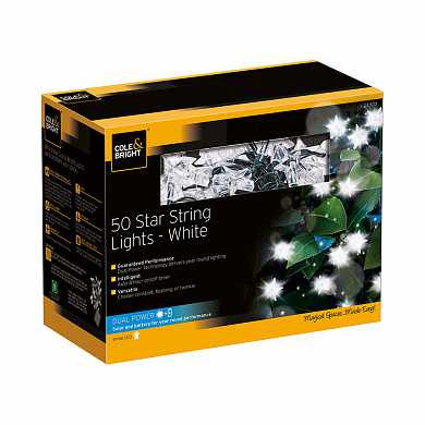 Гирлянда уличная Star string lights (50 led-ламп), белый свет (арт. L24003)