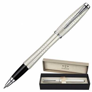 Ручка-роллер PARKER "Urban Premium Pearl Chiselled", корпус "жемчужный", латунь, хромированные детали, черная, S0911440 (арт. 142029)