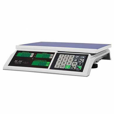 Весы торговые MERCURY M-ER 326AC-15.2 LCD (0,04-15 кг), дискретность 5 г, платформа 325x230 мм, без стойки (арт. 290776)