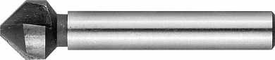 Зенкер ЗУБР "ЭКСПЕРТ" конусный с 3-я реж. кромками, сталь P6M5, d 10,4х50мм, цилиндрич.хв. d 6мм, для раззенковки М5 (арт. 29730-5)