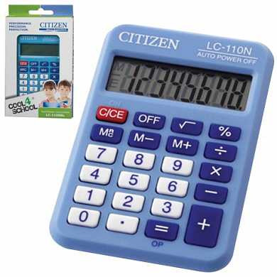 Калькулятор CITIZEN карманный LC-110NBLCFS, 8 разрядов, двойное питание, 87х58 мм, синий (арт. 250363)