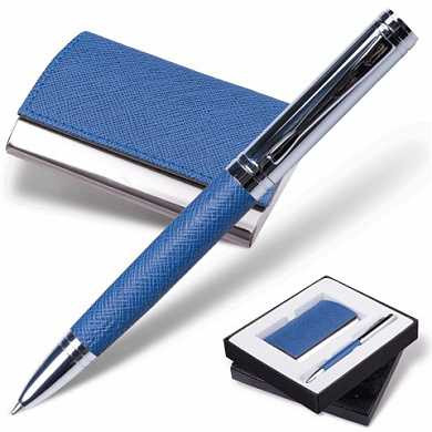Набор GALANT "Prestige Collection": ручка, визитница, синий, "фактурная кожа", подарочная коробка, 141376 (арт. 141376)