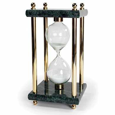 Песочные часы GALANT на 15 минут, зеленый мрамор с золотистой отделкой, 231504 (арт. 231504)