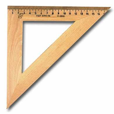 Треугольник деревянный, угол 45, 18 см, УЧД, С15 (арт. 210153)