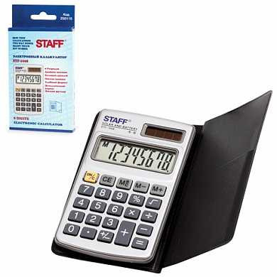 Калькулятор STAFF карманный металлический STF-1008, 8 разрядов, двойное питание, 103х62 мм (арт. 250115)