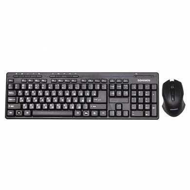 Набор беспроводной SONNEN K-618, клавиатура 114 клавиш, мышь 3 кнопки 1600 dpi, черный (арт. 512656)