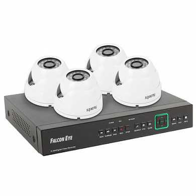 Комплект видеонаблюдения FALCON EYE FE-104D KIT "Дом", 4-х канальный аналоговый регистратор, 4 внутренние камеры, FE-104D KIT Дом (арт. 353762)