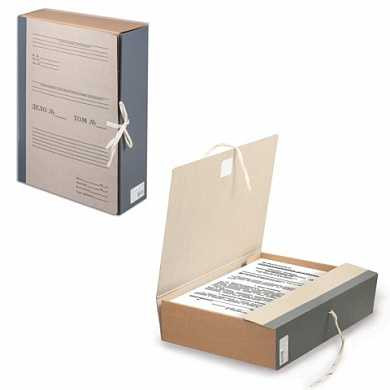 Короб архивный STAFF, 8 см, переплетный картон, корешок - бумвинил, 2 х/б завязки, до 700 л., 126902 (арт. 126902)