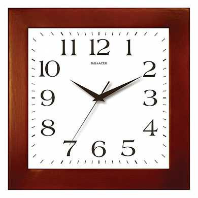 Часы настенные САЛЮТ ДС-2АА28-010, квадрат, белые, деревянная рамка, 31х31х4,5 см (арт. 452318)