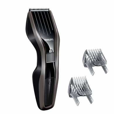 Машинка для стрижки волос PHILIPS HC5438/15, 23 установки длины, 2 насадки, аккумулятор+сеть, чёрная (арт. 452508)