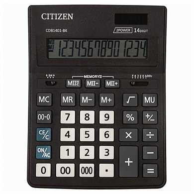 Калькулятор CITIZEN BUSINESS LINE CDB1401BK, настольный, 14 разрядов, двойное питание, 157x200 мм (арт. 250435)