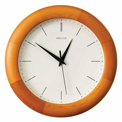 Часы настенные САЛЮТ ДС-ББ27-134, круг, белые, деревянная рамка, 31х31х4,5 см (арт. 452324)