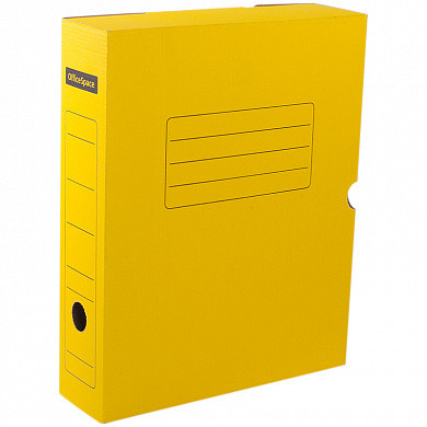 Короб архивный с клапаном OfficeSpace, микрогофрокартон, 75мм, желтый, до 700л. (арт. 225413)