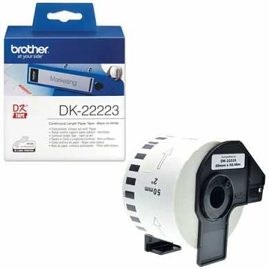 Картридж для принтеров этикеток BROTHER DK22223, 50 мм х 30,48 м, черный шрифт, белый фон, бумажный (арт. 361313)