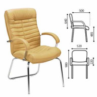 Кресло для приемных и переговорных "Orion CFA/LB steel chrome", кожа, песочное (арт. 530610)