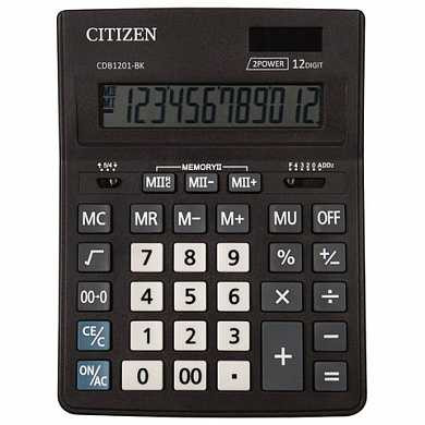 Калькулятор CITIZEN BUSSINESS LINE CDB1201BK, настольный, 12 разрядов, двойное питание, 157x200 мм (арт. 250434)