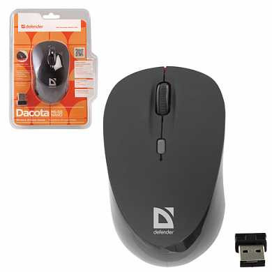 Мышь беспроводная DEFENDER Dacota MS-155, 2 кнопки + 1 колесо-кнопка, лазерная, черно-красная, 52155 (арт. 511065)