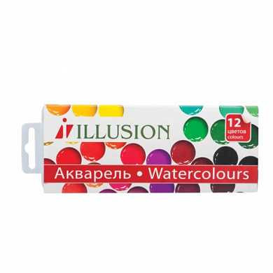 Краски акварельные ГАММА "Illusion", 12 цветов, медовые, без кисти, картонная коробка, 212086,10-1012 (арт. 190826)