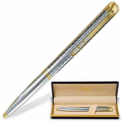 Ручка подарочная шариковая GALANT "Barendorf", корпус серебристый с гравировкой, золотистые детали, пишущий узел 0,7 мм, синяя, 141011 (арт. 141011)