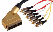 Шнур SCART Plug - 6RCA Plug 1.5М (GOLD) металл REXANT, 17-1522 (арт. 612386)