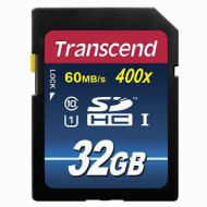 Карта памяти SDHC, 32 GB, TRANSCEND Premium 400x, UHS-I U1, 60 Мб/сек. (class 10), TS32GSDU1 (арт. 512338)