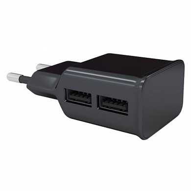 Зарядное устройство сетевое (220 В) RED LINE NT-2A, кабель Type-C 1 м, 2 порта USB, выходной ток 2,1 А, черное, УТ000012252 (арт. 453430)