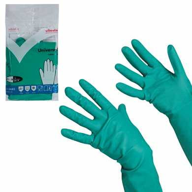 Перчатки хозяйственные нитриловые VILEDA, универсальные, антиаллергенные, размер L (большой), зеленые, 100802 (арт. 602158)