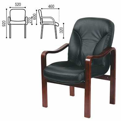 Кресло для приемных и переговорных СН-658/CH-422, кожа, черное, 6025104 (арт. 530246)