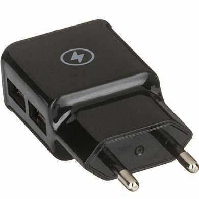 Зарядное устройство сетевое (220 В), RED LINE NT-2A, кабель microUSB 1 м, 2 порта USB, выходной ток 2,1 А, черное, УТ000012253 (арт. 453428)
