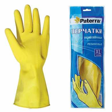 Перчатки хозяйственные резиновые PATERRA с х/б напылением, размер XL (очень большой), 402-396 (арт. 600559)
