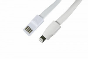 USB кабель для iPhone 5/6/7 моделей плоский силиконовый Шнур, белый REXANT, 18-1977 (арт. 608031)