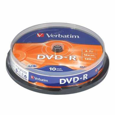 Диск DVD-R (минус) VERBATIM, 4,7 Gb, 16x, 10 шт., Cake Box, 43523 (арт. 510127) купить в интернет-магазине ТОО Снабжающая компания от 4 361 T, а также и другие DVD, BR диски на сайте dulat.kz оптом и в розницу