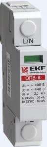 EKF Ограничитель импульсных напряжений серии ОПВ-B/3P In 30кА 400В (с сигнал.) ОПС1 (УЗИП) opv-b3 (арт. 459334)