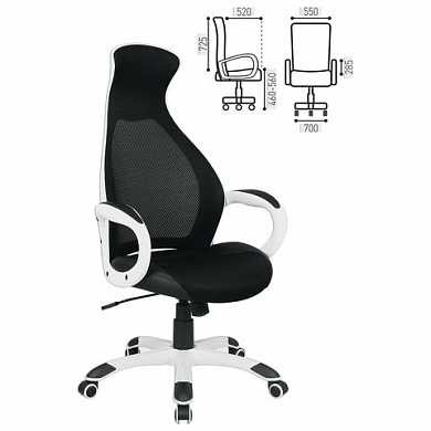 Кресло офисное BRABIX "Genesis EX-517", пластик белый, ткань/экокожа/сетка черная, 531573 (арт. 531573)