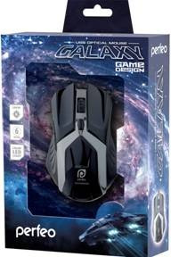 Мышь оптическая Perfeo GALAXY, 6 кн, USB, чёрн, Game Design, подсветка 6 цвет (PF-1718-GM) (арт. 634086)