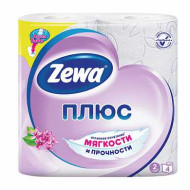 Бумага туалетная бытовая, спайка 4 шт., 2-х слойная (4х23 м), ZEWA Plus, аромат сирени, 144108 (арт. 126247)