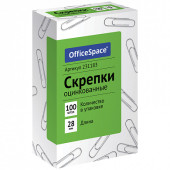 Скрепки 28мм, OfficeSpace, 100шт., оцинкованные, карт. упак. (арт. 231183)