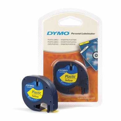 Картридж для принтеров этикеток DYMO Letra Tag, 12 мм х 4 м, лента пластиковая, желтая, S0721620 (арт. 360356)