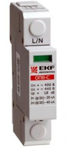 EKF Ограничитель импульсных напряжений серии ОПВ-C/4P ln 20 кА 400В ОПС1 (УЗИП) opv-c4 (арт. 424353)