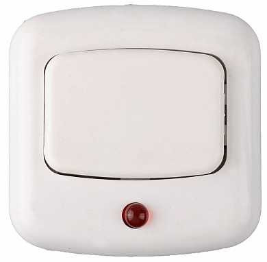 Кнопка СВЕТОЗАР для звонка, с индикацией включения, цвет белый, 220В (арт. 58303)