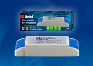Uniel блок питания для св/д лент с защитой от к/з и перегрузок 12V 36W IP20 UET-VPJ-036A20 (арт. 572379)
