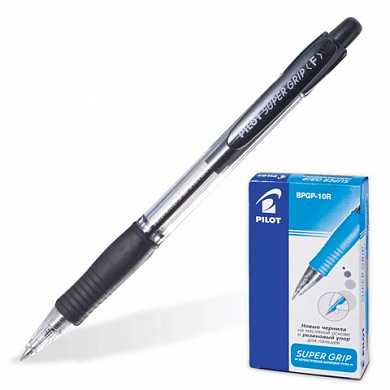 Ручка шариковая масляная автоматическая PILOT "Super Grip", узел 0,7 мм, линия 0,32 мм, резиновый упор, черная, BPGP-10R-F (арт. 140241)